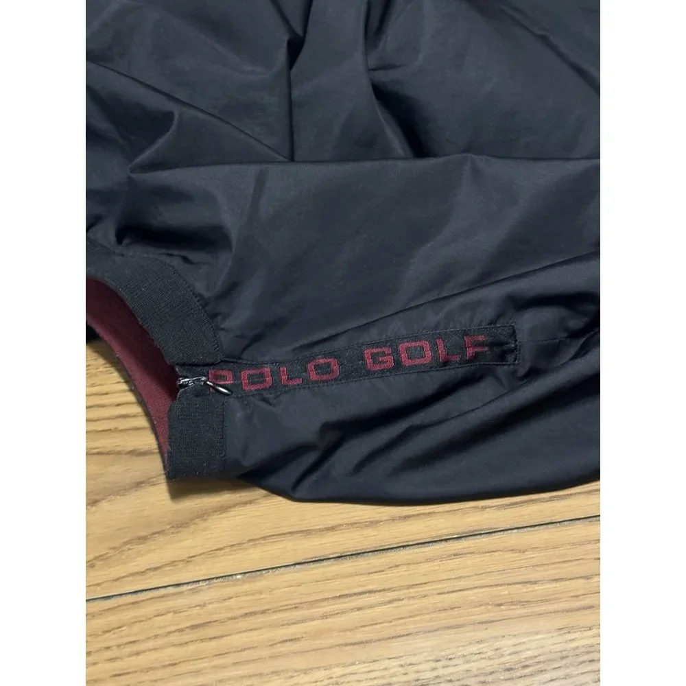 Polo Ralph Lauren Windbreaker Mens XL Black Golf Crest Pullover‎ Lined Zip VTG